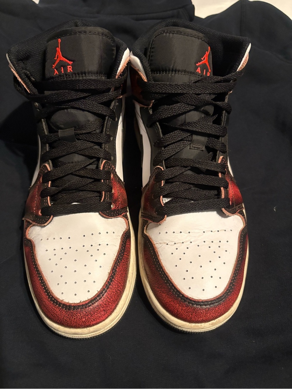 Nike Air Jordan High Top Sneakers in White, Black & Red